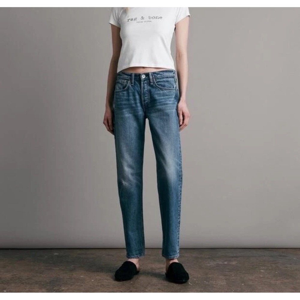 Rag & Bone Jeans Mid Rise Rosa Women Size 25 Blue Boyfriend Straight Leg